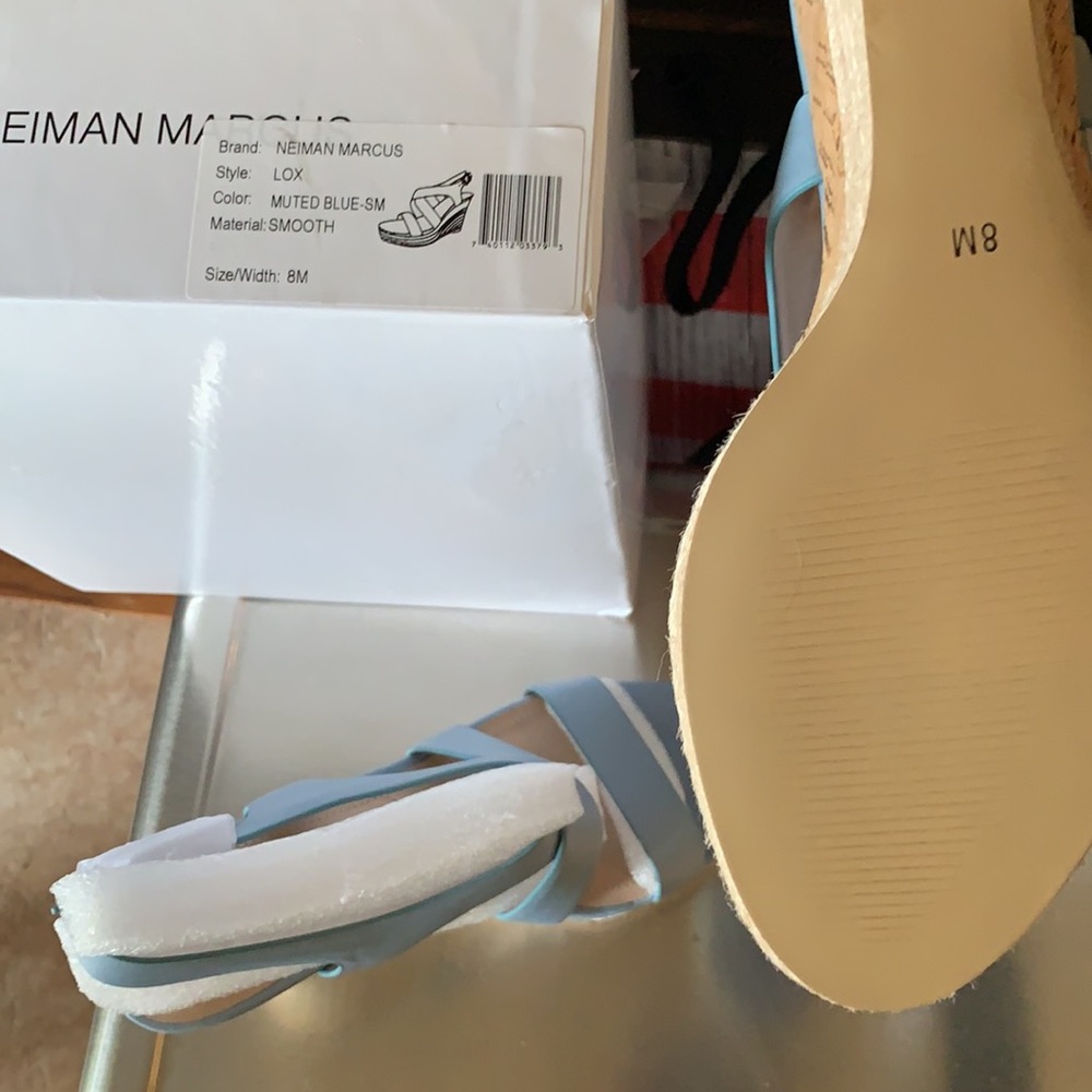 NIB Neiman Marcus Blue Wedges 8 💙 - Picture 3 of 7